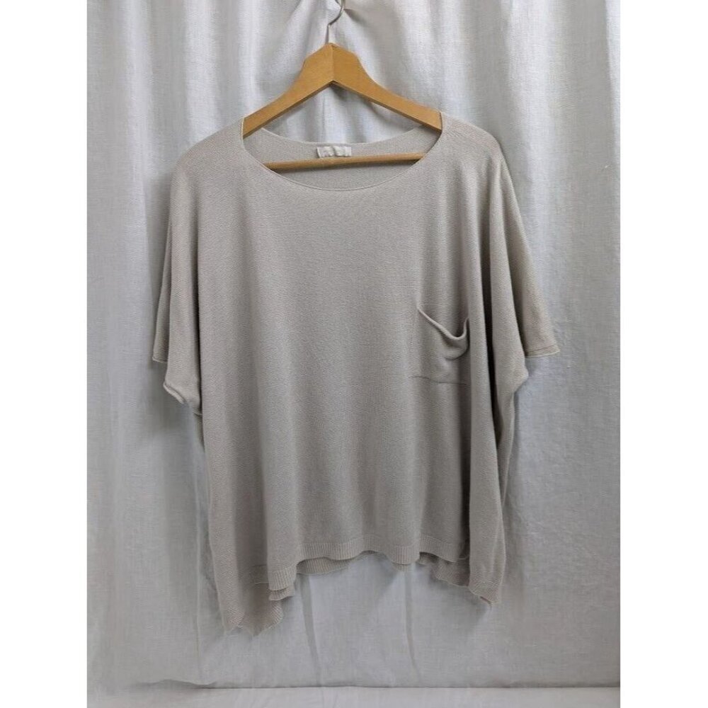 Milio-Milano women's Large flowy short sleeve sweater, cream, modal SW8